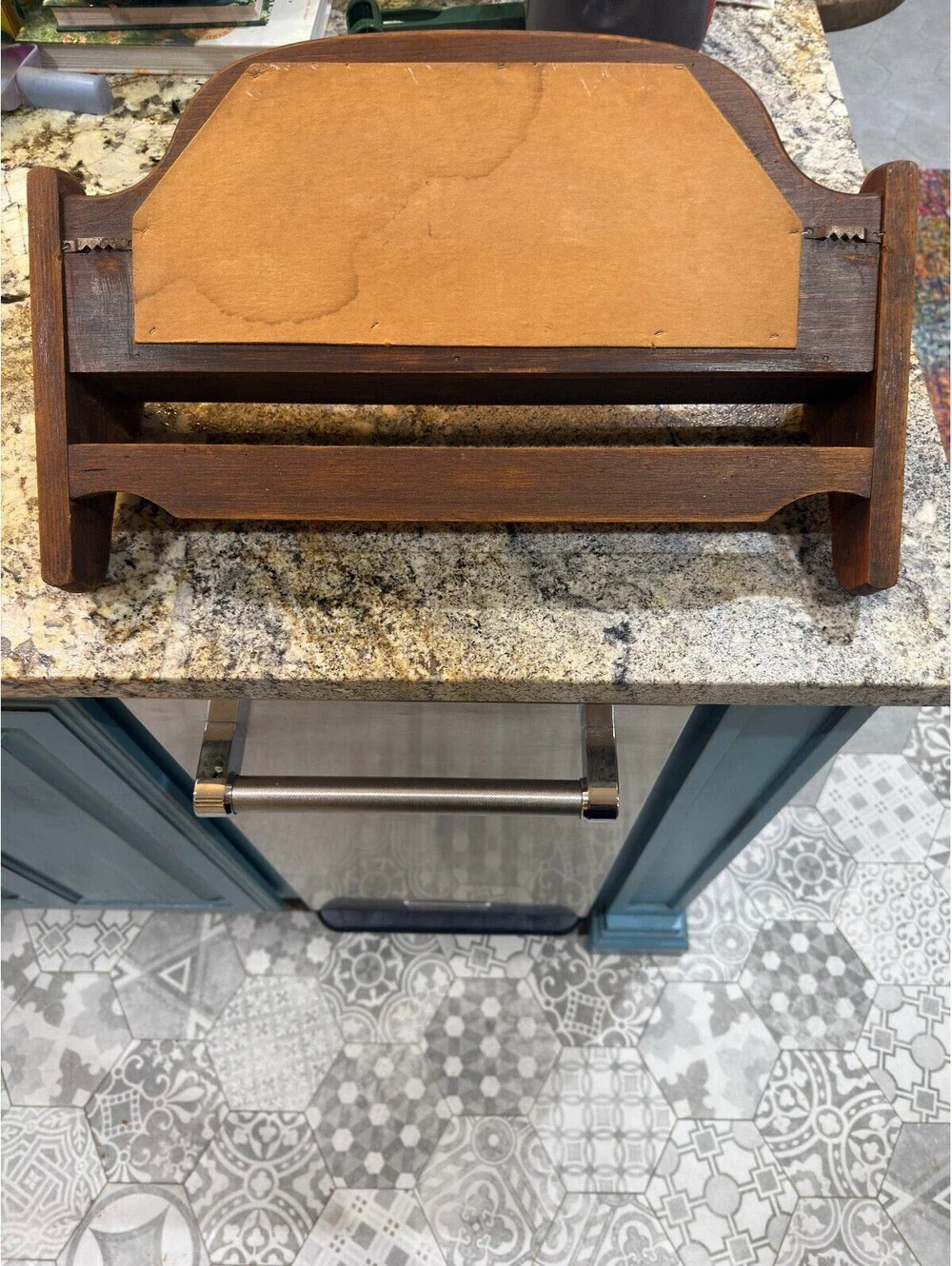 Wood Wall Shelf with Stained Glass Panel Insert